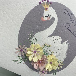 Personalised Birthday Card, 7th, 8th 9th, 10th, 11th, 12th Birthday Card, Teen Birthday Card, Teenage Girl Card, Pretty Card, Swan Card