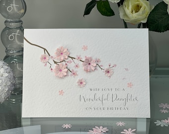 Daughter Birthday Card, Daughter Card, Handmade Daughter Card, Amazing Daughter, Special Daughter, Luxury Card, Pink Flowers, Cherry Blossom