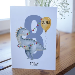 Dinosaurier Karte, Personalisierte 8. Geburtstagskarte, personalisierte 8. Geburtstagskarte, Jungen personalisierte Dinosaurier Geburtstagskarte, Neffe, Enkel
