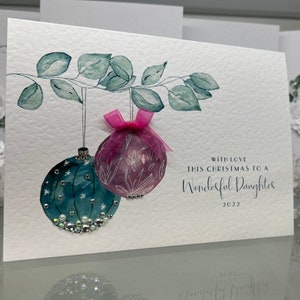 Tarjeta de Navidad hecha a mano para hija, tarjeta de Navidad para hija, tarjeta de Navidad hecha a mano de lujo, tarjeta para hija, tarjeta de Navidad grande, tarjeta especial