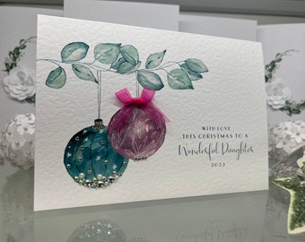 Carte de Noël faite main pour fille, Carte de Noël pour fille, Carte de Noël faite main de luxe, Carte de fille, Grande carte de Noël, Carte spéciale