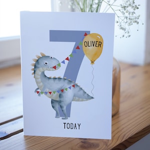 Dinosaurier Karte, personalisierte 7. Geburtstagskarte, personalisierte 6. Geburtstagskarte, Jungen personalisierte Dinosaurier Geburtstagskarte, Neffe, Enkel