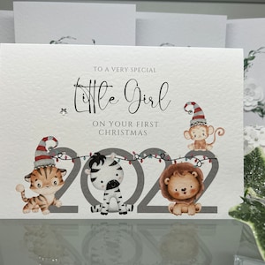 Personalisierte spezielle kleine Mädchen erste Weihnachtskarte, Andenken Urenkelin Karte, Urenkelin Karte, Nichte, Patentochter