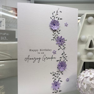 Cartão de aniversário da vovó, vovó incrível, cartão da vovó, cartão de felicitações da vovó, cartão de lembrança feito à mão em 3D, cartão grande de luxo, cartão para emoldurar