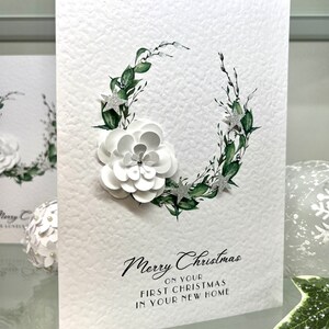 Erste Weihnachtskarte in neuem Zuhause, New Home Weihnachtskarte, Erste Weihnachten, Andenken Weihnachtskarte, andenken, handgemachte 3D Luxuskarte