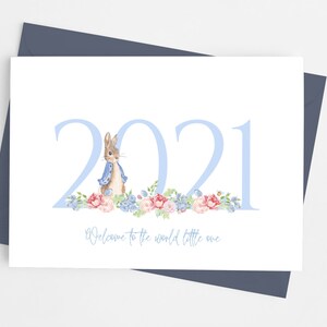 2025 Neues Baby, Peter Rabbit Karte, neues Baby Jungen Karte, neue Eltern Karte, neues Baby Glückwunschkarte, 2023