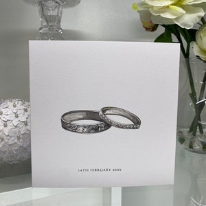 Cartão de casamento personalizado, alianças de casamento, cartão de noiva e noivo, cartão de casamento simples, joias, cartão de lembrança, cartão de casamento especial, casamento