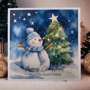 Gepersonaliseerde kerstkaarten, grote gepersonaliseerde kerstkaart, kerstsneeuwman, familie kerstkaarten, aangepaste kerstkaarten, edelstenen