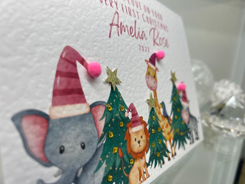 Personalised First Christmas Card, Baby Girls 1st Christmas Card, 1st ...