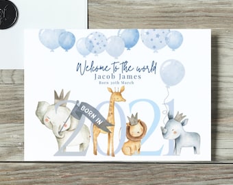Carte personnalisée pour nouveau bébé 2025, carte de bébé garçon, carte de nouveaux parents, carte de félicitations pour nouveau bébé, carte de bébé, carte de nouveau-né, carte souvenir