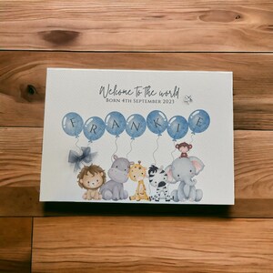 Carte personnalisée nouveau bébé, carte nouveau bébé garçon, carte nouveaux parents, carte de félicitations nouveau bébé, carte de bébé, nouveau-né, carte souvenir, safari image 8