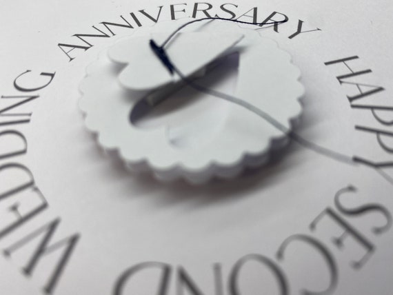 2nd Wedding Anniversary Card, Cotton Anniversary Gift, Handmade