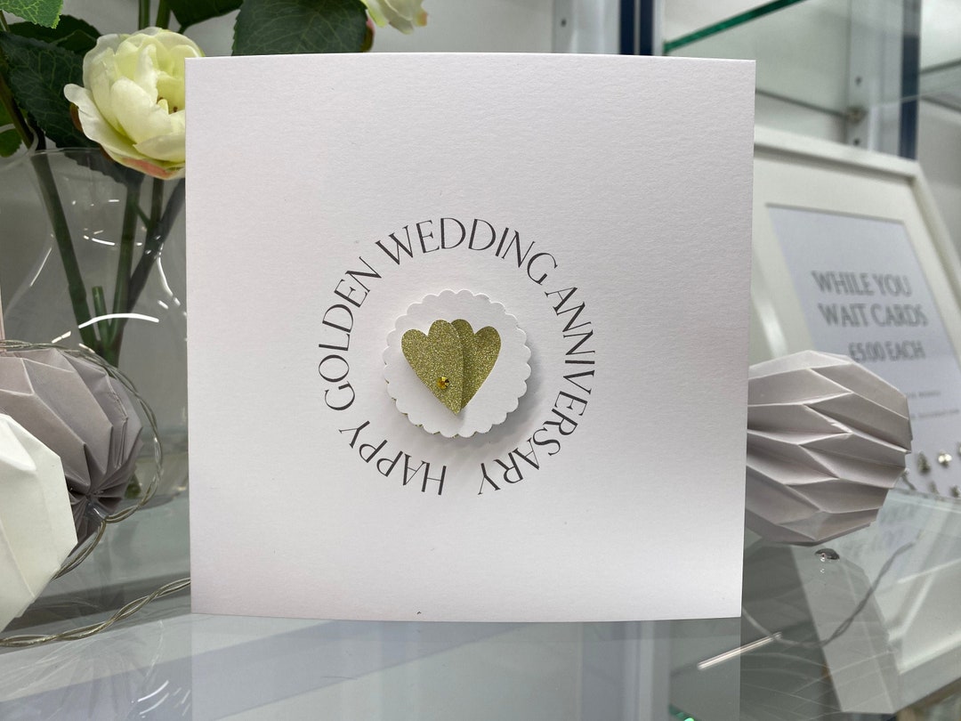 Golden Wedding Anniversary Card, 50th, 50 Years Anniversary, Handmade