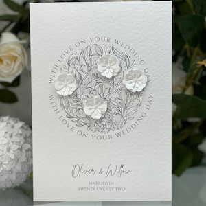 Personalised Wedding Card, Luxury Wedding Card, Special Wedding Card, 3D Wedding Card, Keepsake Wedding Card, 3D Paper Flowers And Pearls