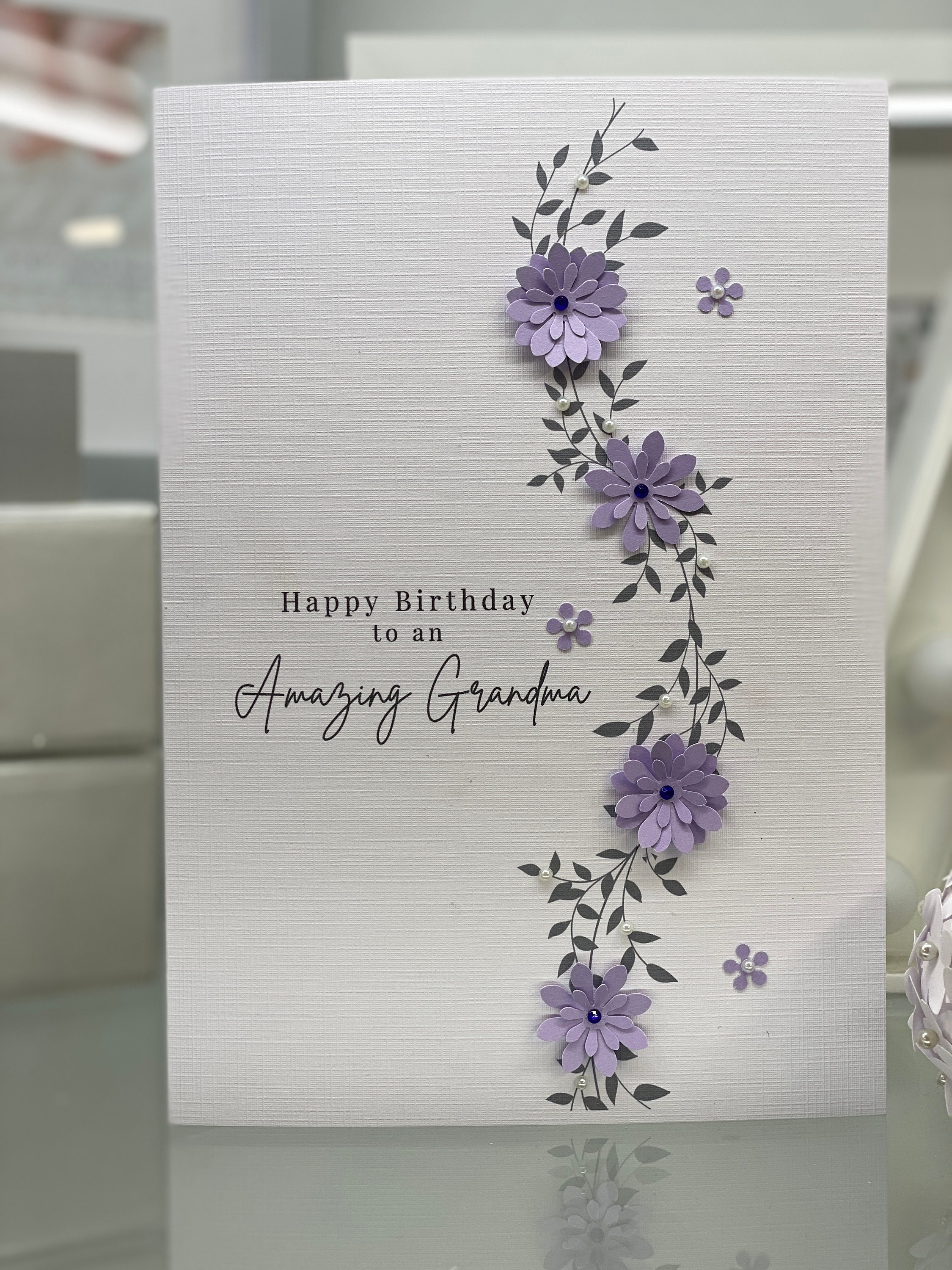Tarjeta Felicitación Flores Moradas Artery8 - Diseño Floral Para Mamá, Esposa O Hermana, Papel Premium