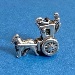 Viktorianischer Stil Pferd & Wagen Anhänger - Massiv Silber - Midcentury Vintage - 4.5g