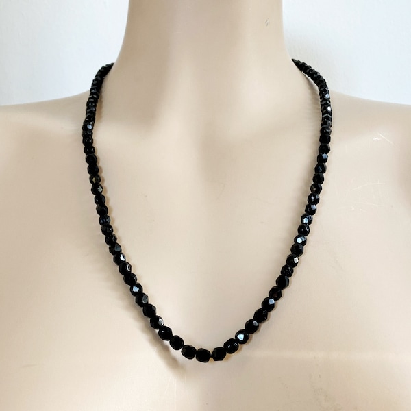 Jet Bead Necklace Etsy