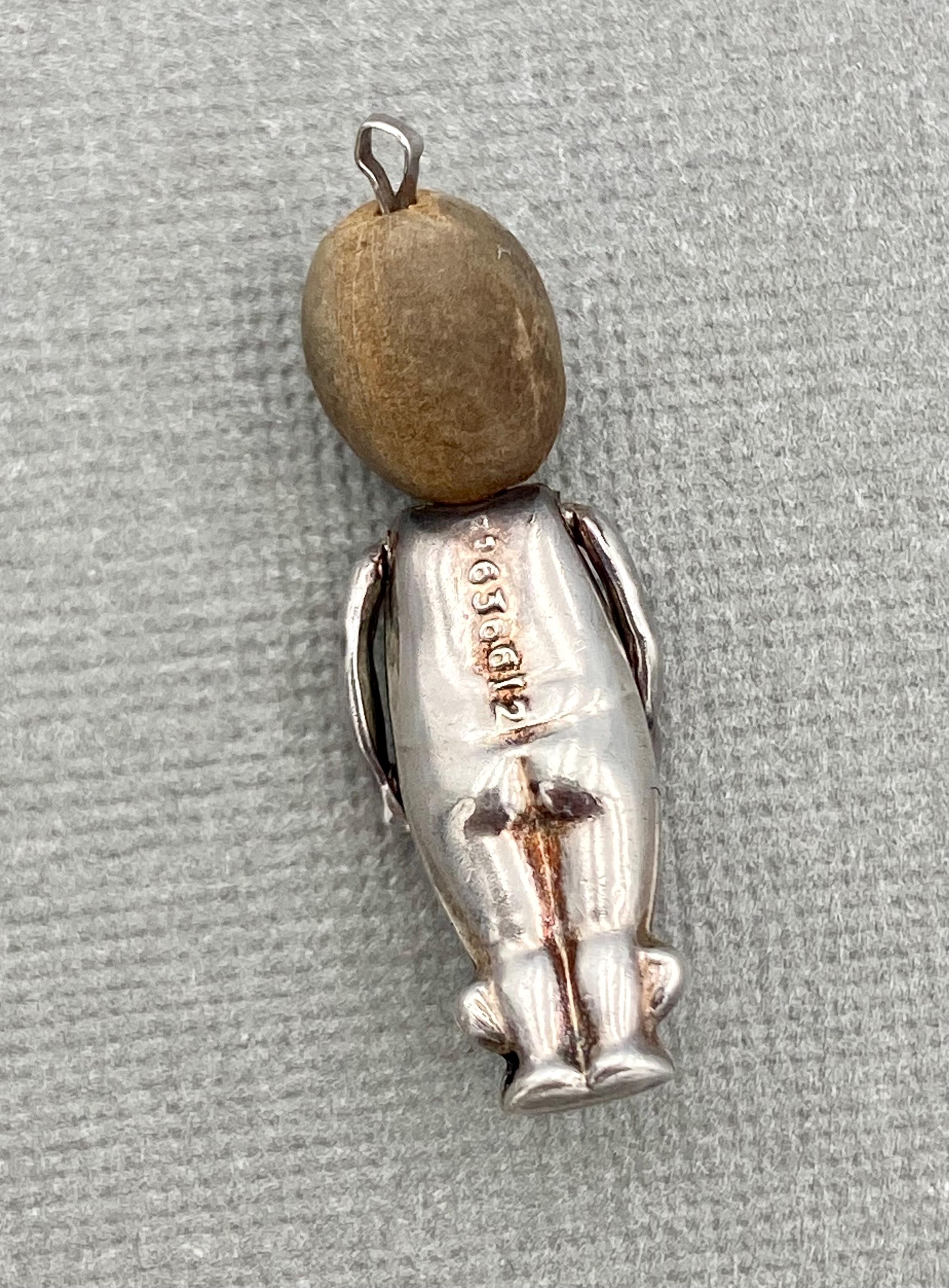 WWI 1914 Antique Fumsup Touch Wud Pendant Lucky Charm