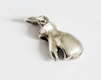 Vintage Boxing Glove Silver Charm, For Bracelet/ Pendant, 2g