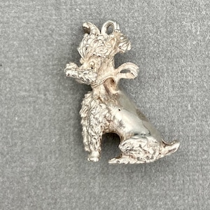 Vintage Silver Poodle Dog Charm - Solid Silver Bracelet Charm