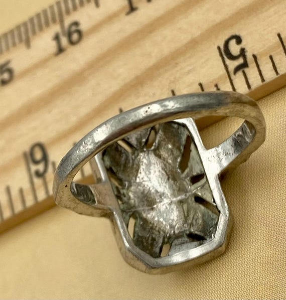 Vintage Marcasite Rectangular Face Ring - Solid S… - image 5