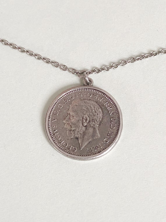 Mid Century Ward Brothers Threepence Coin Pendant… - image 3