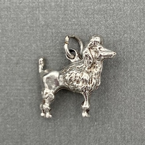 Vintage Silver Poodle Dog Charm - Solid Silver Bracelet Charm