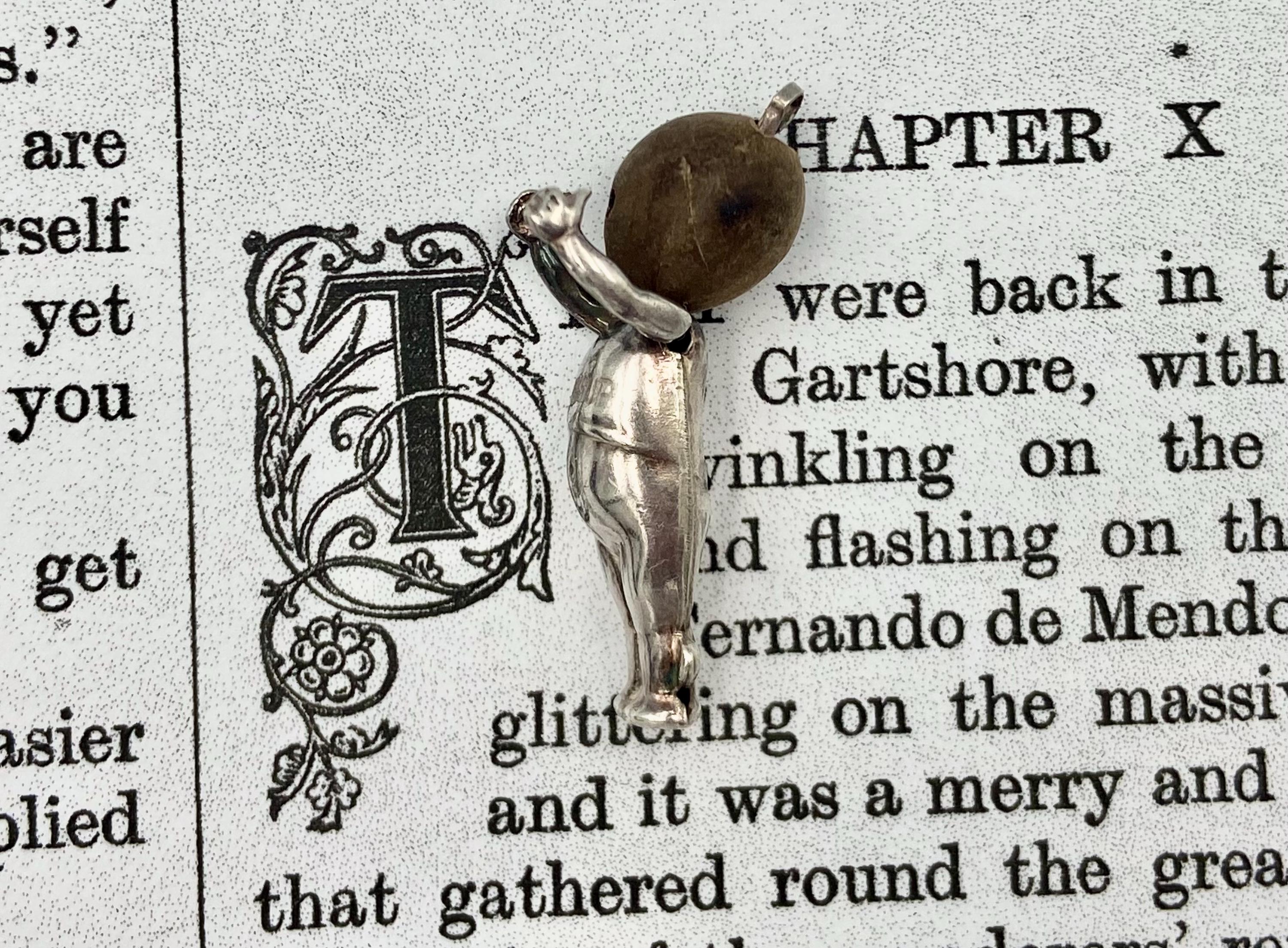 WWI 1914 Antique Fumsup Touch Wud Pendant Lucky Charm