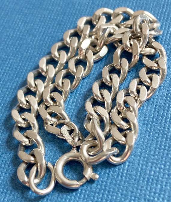 70s Bracelet A European 835 Silver 10.5g 5mm Flat Curb Link 7 1 