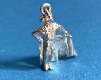 Charme Breloque Vintage Argent Sterling 925 - Thème Corrida Torero, 2,3 G, 2,2 Cm, Occasion En Bon état