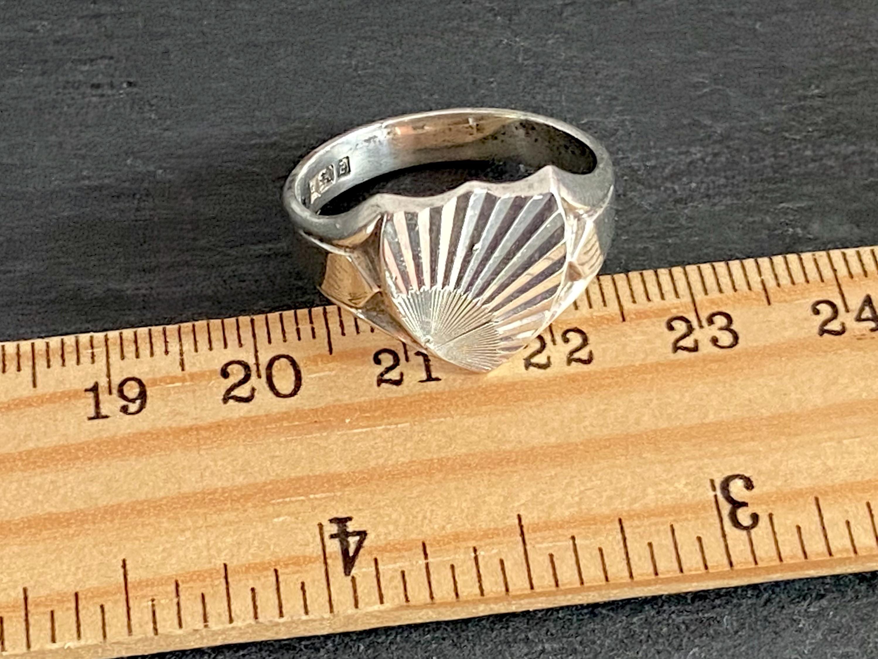 1976 Vintage Sterling Silver Sunburst Signet Ring - UK Size U 1/2