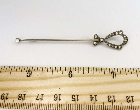 Antique Edwardian Sceptre Pin, Silver & Rolled Go… - image 6