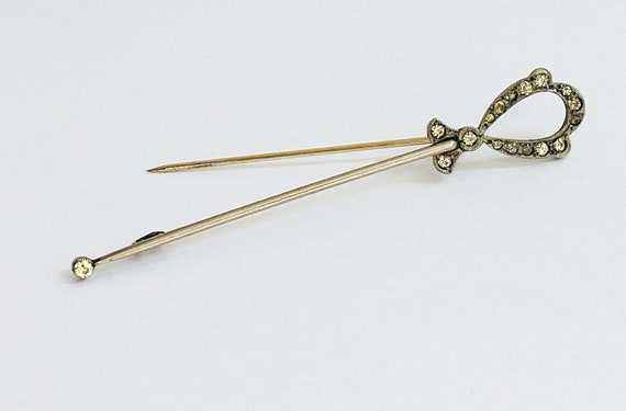 Antique Edwardian Sceptre Pin, Silver & Rolled Go… - image 3