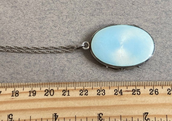 Large Guilloche Enamel Locket - European 935 Arge… - image 10