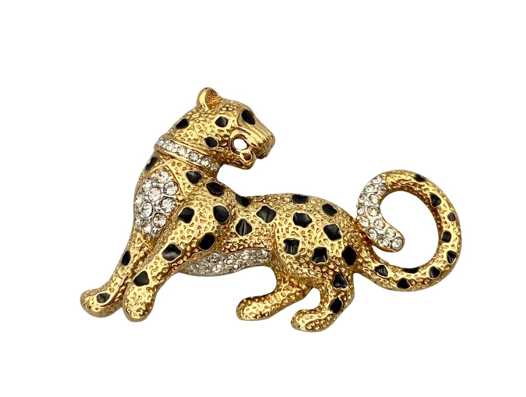Vintage Attwood & Sawyer Big Cat Brooch - 22ct Gold Plated Leopard