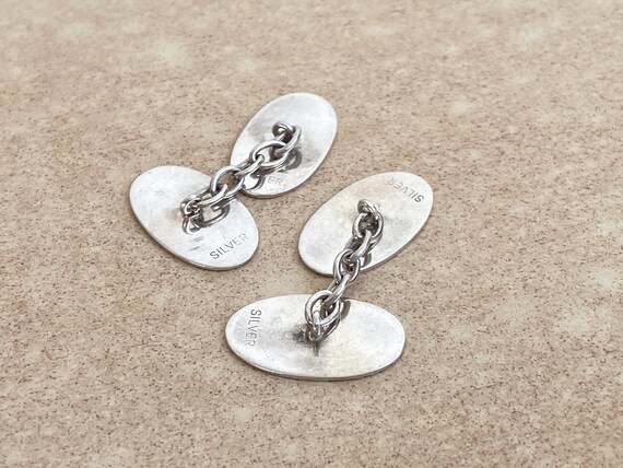 Vintage Solid Silver Cufflinks - Classic Scroll P… - image 3