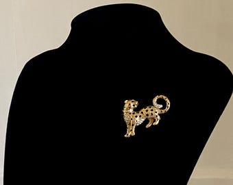 Vintage Attwood & Sawyer Big Cat Brooch - 22ct Gold Plated Leopard