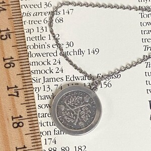 Mid Century Ward Brothers Threepence Coin Pendant Necklace Sterling Silver Choker Maker Signed 15in Length image 8