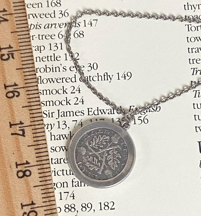 Mid Century Ward Brothers Threepence Coin Pendant Necklace Sterling Silver Choker Maker Signed 15in Length image 8