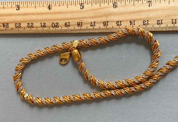 1980s Signed Monet Rope Twist Necklace - Gold & S… - image 8