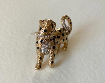 Vintage Attwood & Sawyer Big Cat Brooch - 22ct Gold Plated Leopard