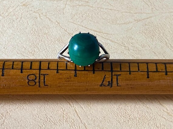 Vintage Malachite Solid Silver Ring - Coronet Set… - image 8