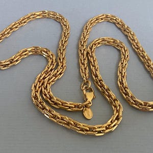 Vintage Monet Gold Tone Rectangular Chain Link Necklace 24 Inch, c. 1990s