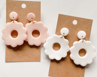 Flower Dangle Earrings, Modern Floral Studs, Simple Flower Dangles