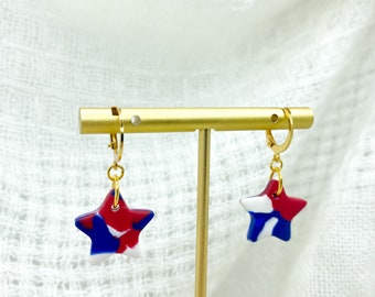 Star Huggie Earrings: Handmade Fourth of July Dangles