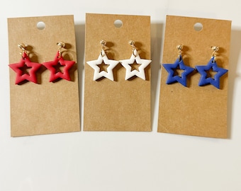 Hollow Star Dangle Earrings, 4th of July, Hypoallergenic