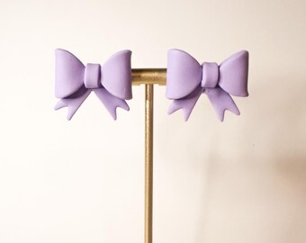 Chunky 3D Bow Earrings, Hypoallergenic Stainless Steel