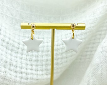 Star Dangle Earrings, Hypoallergenic Stainless Steel, Fourth Of July