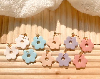 Floral Dangle Earrings, Hypoallergenic Stainless Steel, Handmade