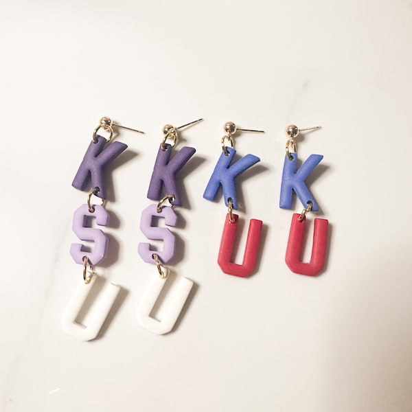 Custom College Letter Earrings, Game Day Jewelry